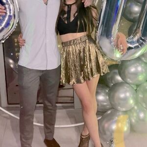 Show Me Your MuMu Gold Metallic Swing Shorts